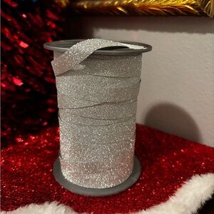 Sparkling Glitter Poly Silver Ribbon Spool